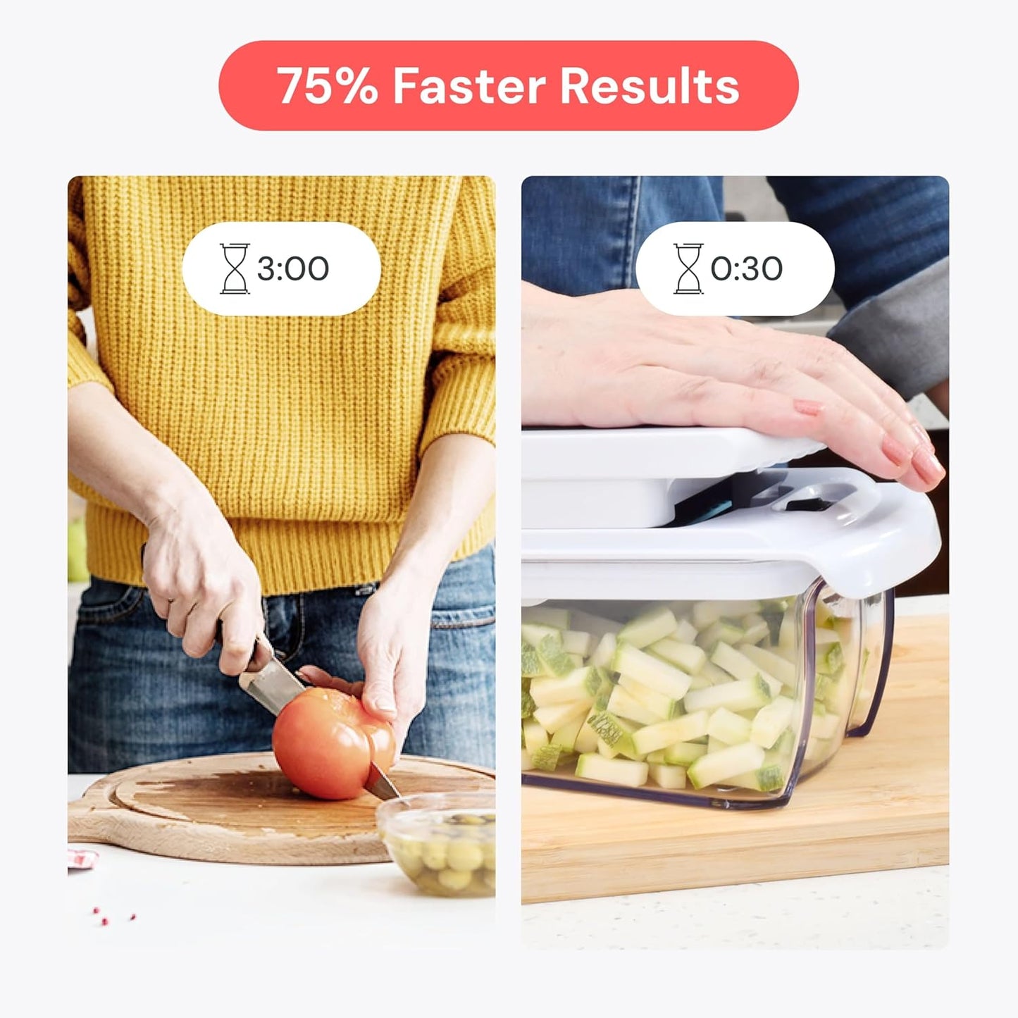 Fullstar Gemüsehacker und Mandolinenschneider - Julienne-Schneider, Würfelschneider, Reibe für Lebensmittel, Gemüse, Zwiebeln, Gurken, Tomaten, Salat, Kartoffeln, Käse - Küchenutensilien & Gadgets (Kompakt 6-in-1, Weiß)