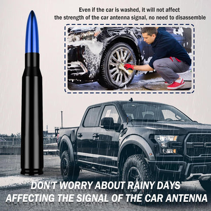 Auto-Kugelantenne mit Adapter & Unterlegscheibe, Auto Zubehör Außen AM/FM Radio Antenne für Auto Dekoration und Signalverbesserung, Essentieller LKW Auto Antennenersatz (Schwarz)
