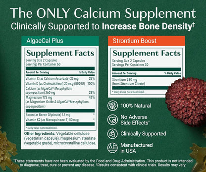 ALGAECAL Powerhouse Bundle - D3 Complete (1000 IU) + K2, Vitamin E, Vitamin A & Bone Builder Pack for Increased Bone Density & Omega 3 Fish Oil 1200mg EPA DHA & Osteoporosis Book