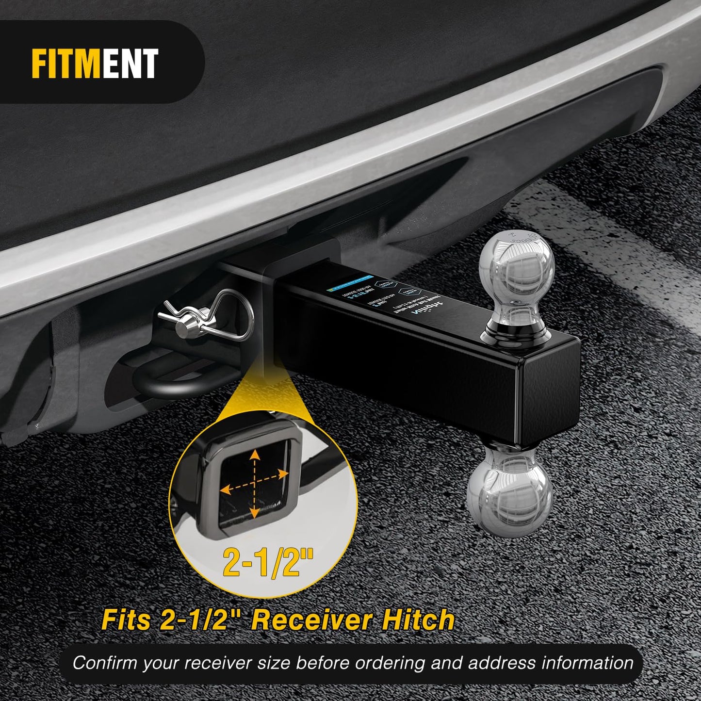 Nilight Anti-Theft Shackle Hitch Receiver 2Inch 45000 LBs Breaking Strength 3/4" Anti-Theft D Ring Shackle 5/8" Trailer Hitch Lock Pin Heavy Duty Solid Towing Kit for Trucks Off Road (Black)