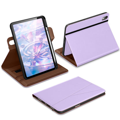 DTTO for iPad A16 Case, iPad 11th / 10th Generation Case (2025/2022), 360 Degree Rotating Premium Leather Folio Stand Cover with Pencil Holder, Brown
