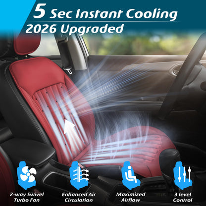 Paffenery 2026 Upgraded Cooling Car Seat Cover Front Seat, 12V-24V Ventilated Cooling Car Seat Cushion, Cooled Seat Cover for Car SUV Truck Universal Fit, Classic Black