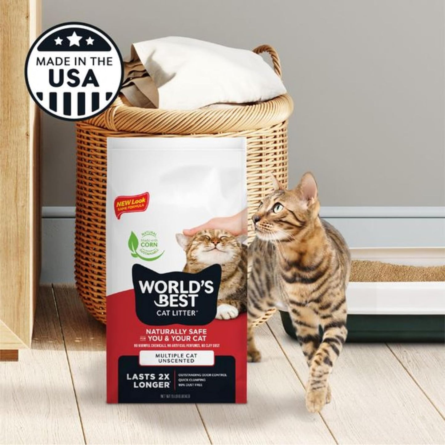 WORLD'S BEST CAT LITTER Multiple Cat Unscented, 15-Pounds