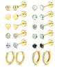 LOLIAS Hypoallergenic Flat Back Earrings for Women-Surgical Steel Earrings for Sensitive Ears 20G Stainless Steel Earring Stacks Small Flatback Stud Hoop Cartilage Earring