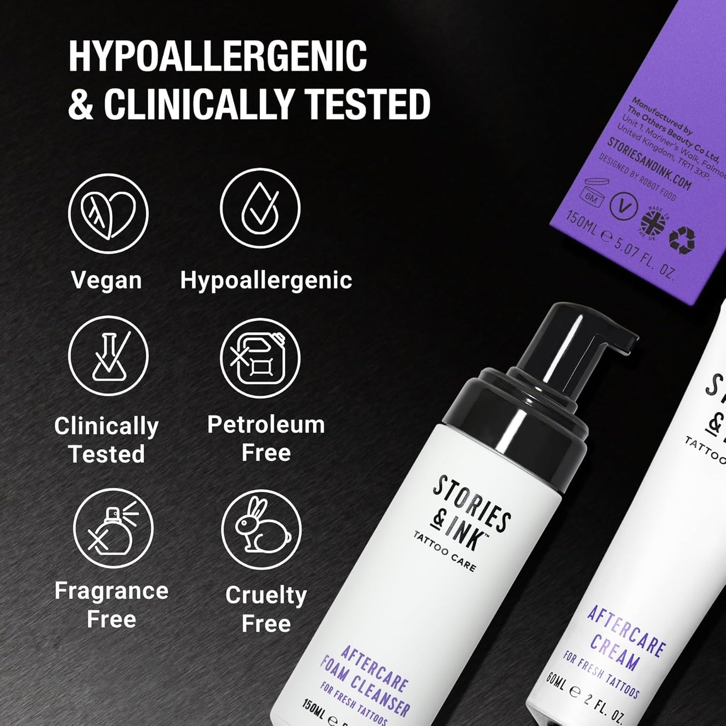 Stories & Ink Tattoo Care | AFTERCARE DUO REGIMEN | Healing Routine for Fresh Tattoos (Aftercare Cream + Aftercare Foam Cleanser), Soothes & Repairs Fresh Tattoos, Fragrance-free