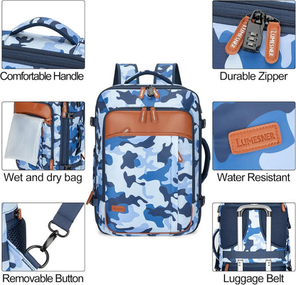 Lumesner Handgepäck Rucksack, extra großer 40L Flugzugelassener Reiserucksack für Damen & Herren