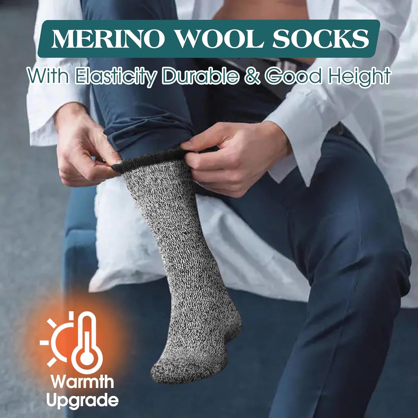 5er-Pack Herren-Merinowollsocken für den Winter Warme Thermosocken Dicke Wandersocken für Camping Kuschelige Socken für Männer
