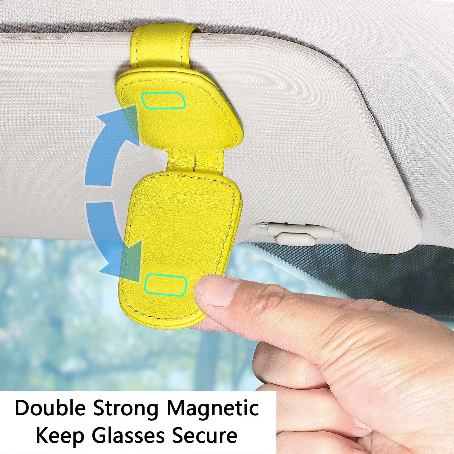 2 Packs Sunglasses Holder for Car Visor, Genuine Leather Car Sunglass Holder, Glasses Clip for Cars,Auto Interior Accessories Universal for SUV Pickup Truck (Black-(2 Pcs)