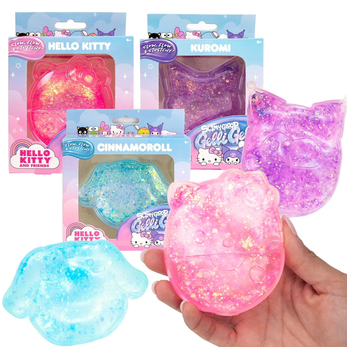 Original Squishmallows™ SLIMYGLOOP Blue Gelli Gels™, Slow Rising Sensory Squeeze Toy with Glitter, Gel Filled Fidget Toys