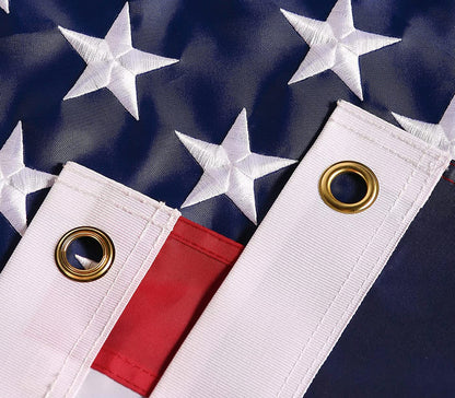 American Flag 8x12 ft: Long Lasting US Flag, Heavy Duty Nylon, Embroidered Stars, Sewn Stripes, Brass Grommets, UV Protection Perfect for Outdoors! USA Flag