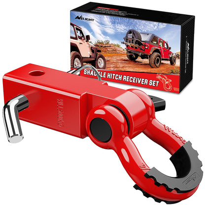 Nilight Anti-Theft Shackle Hitch Receiver 2Inch 45000 LBs Breaking Strength 3/4" Anti-Theft D Ring Shackle 5/8" Trailer Hitch Lock Pin Heavy Duty Solid Towing Kit for Trucks Off Road (Black)