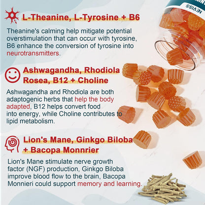 NEVISS L-Tyrosine Gummies & Melatonin 60mg for Adults Bundle