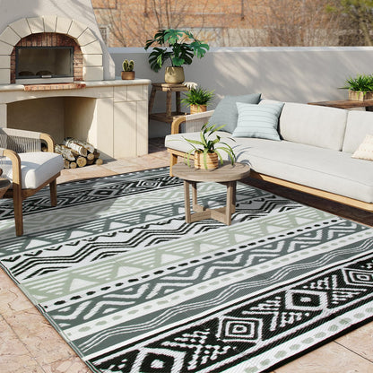 Lahome Outdoor Rugs 8x10 Waterproof, Reversible Outdoor Plastic Straw Rug for Camping Patio, RV Outdoor Rugs Outside, Outdoor Carpet for Porch Deck Backyard Picnic(Blue/Yellow,8'x 10')