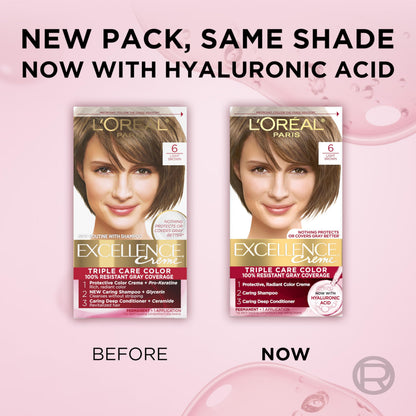 L'Oréal Paris Excellence Crème Permanente Haarfarbe, dreifache Pflegehaarfarbe mit Hyaluronsäure für 100% Grauabdeckung, 4AR Dunkles Schokobraun, 1 Packung (Verpackung kann variieren)