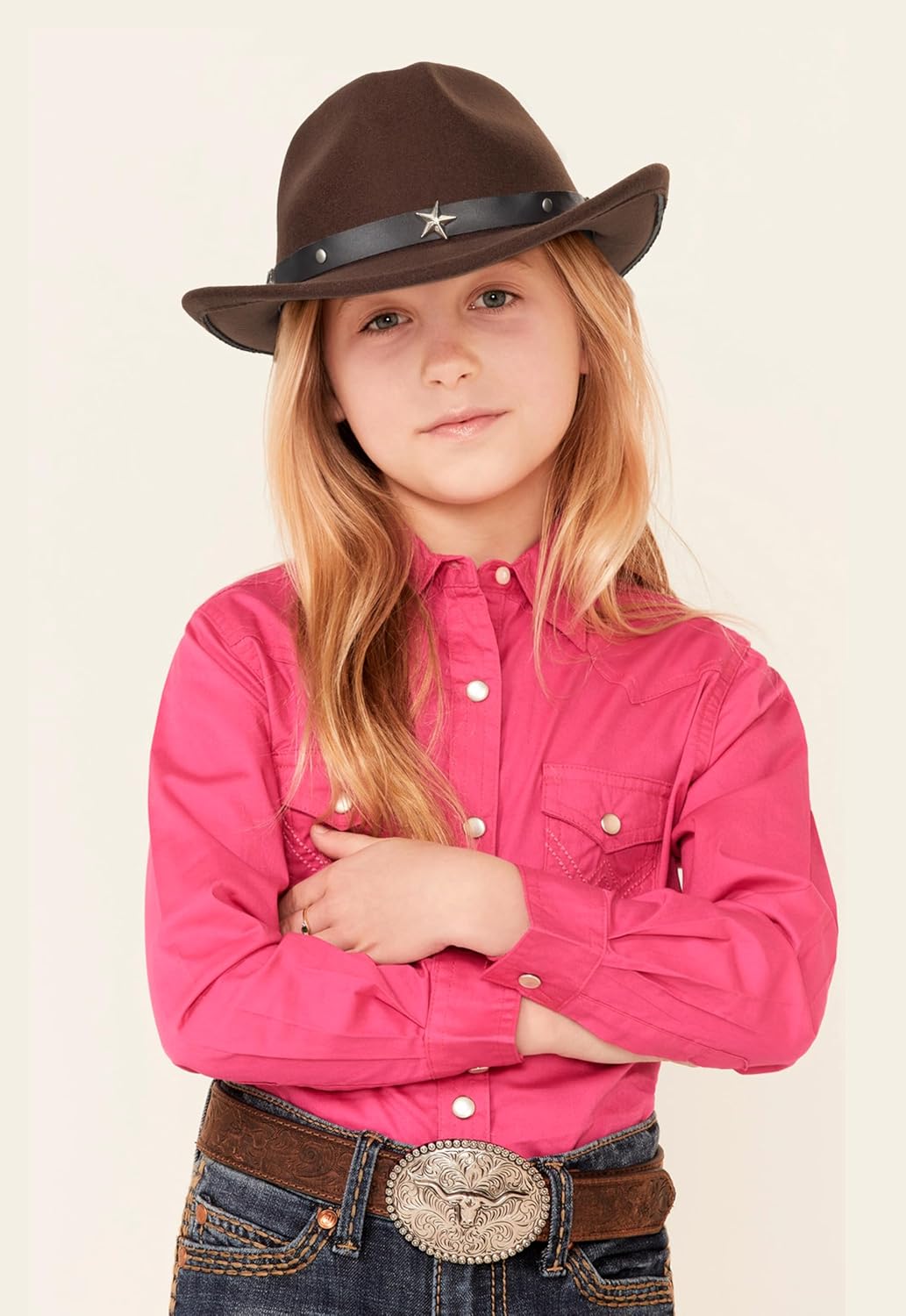 Cowboyhut für Jungen Mädchen Western Filzhut Fedora für Kinder 3-6 Jahre