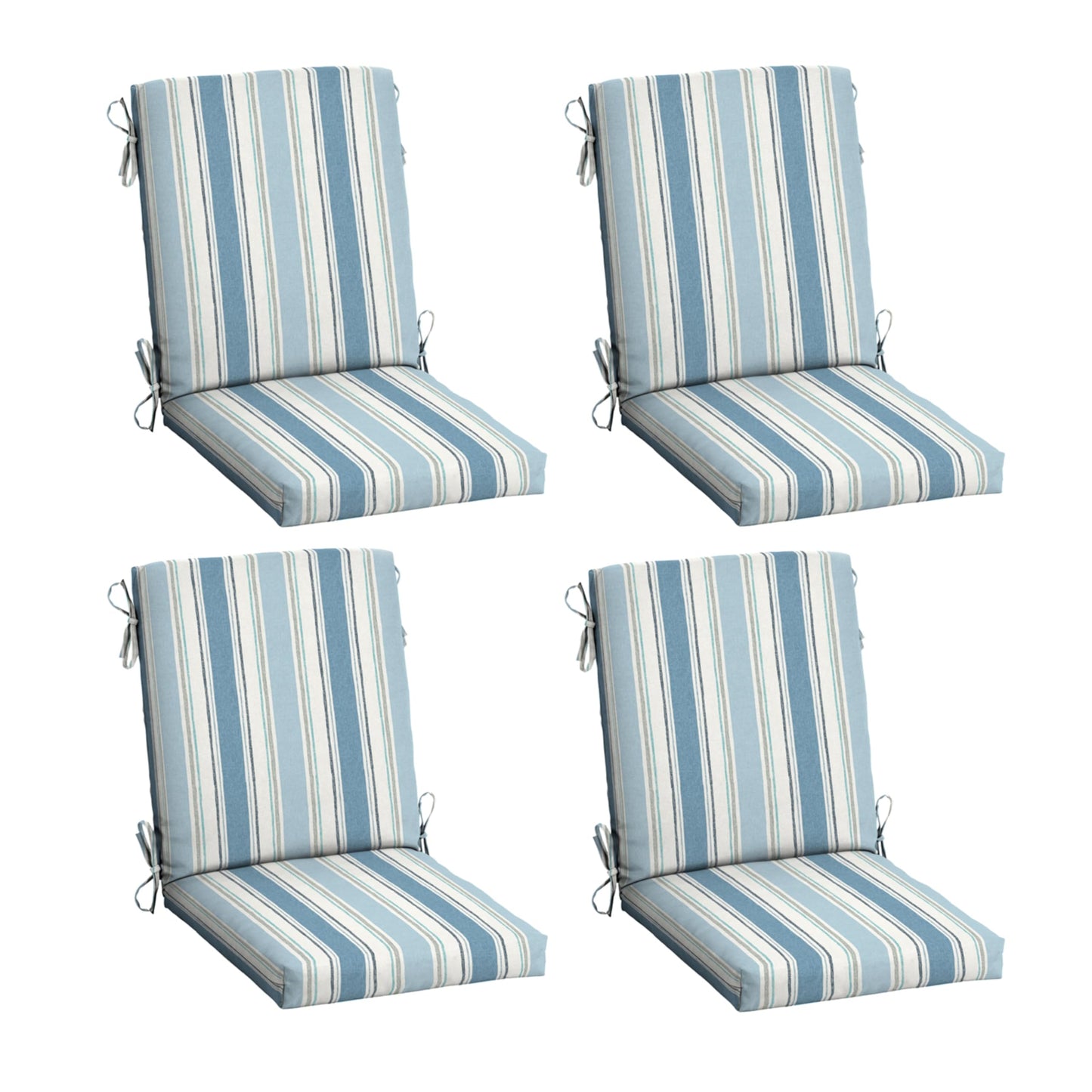 Arden 2-Pack Outdoor Patio Dining Chair Cushion, 20x44, Rain-Proof Seat Pad, Fade-Resistant Outdoor Cushion Black Cabana Stripe
