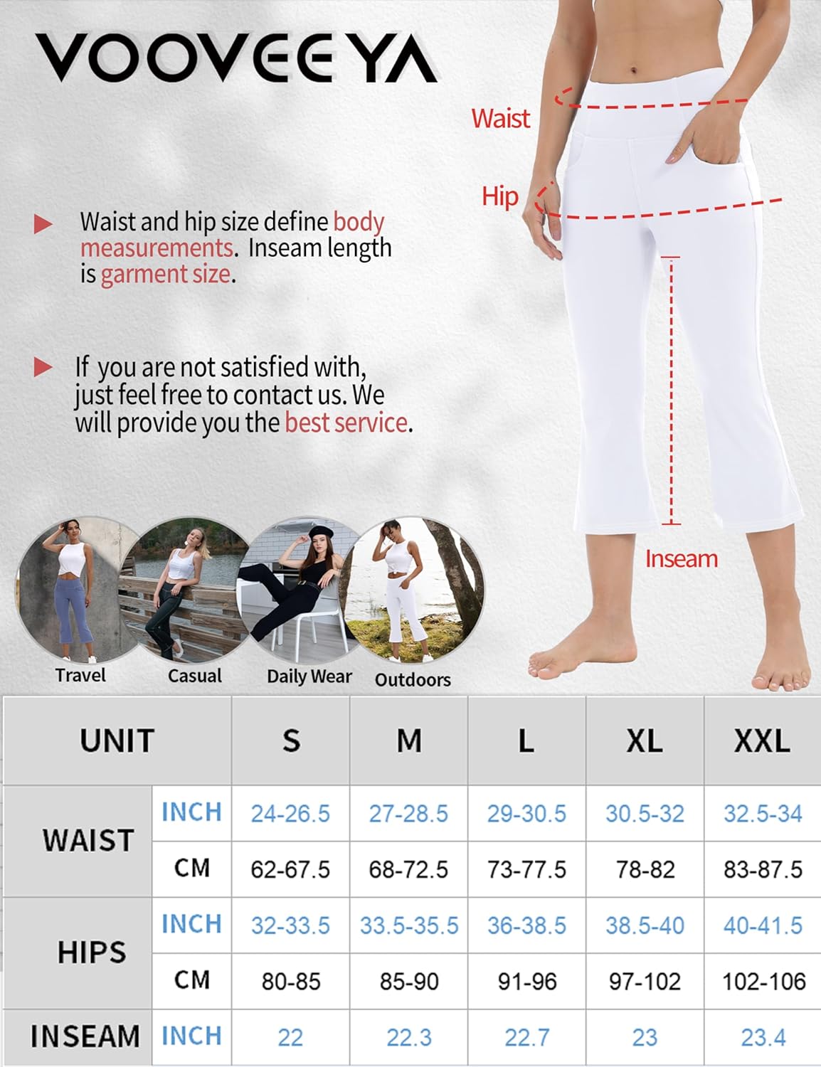 VOOVEEYA Lässige Bootcut Yoga-Hose für Damen, 4 Taschen – Schlagleggings, High Waist, Bauchkontrolle, Bootleg-Arbeitshose