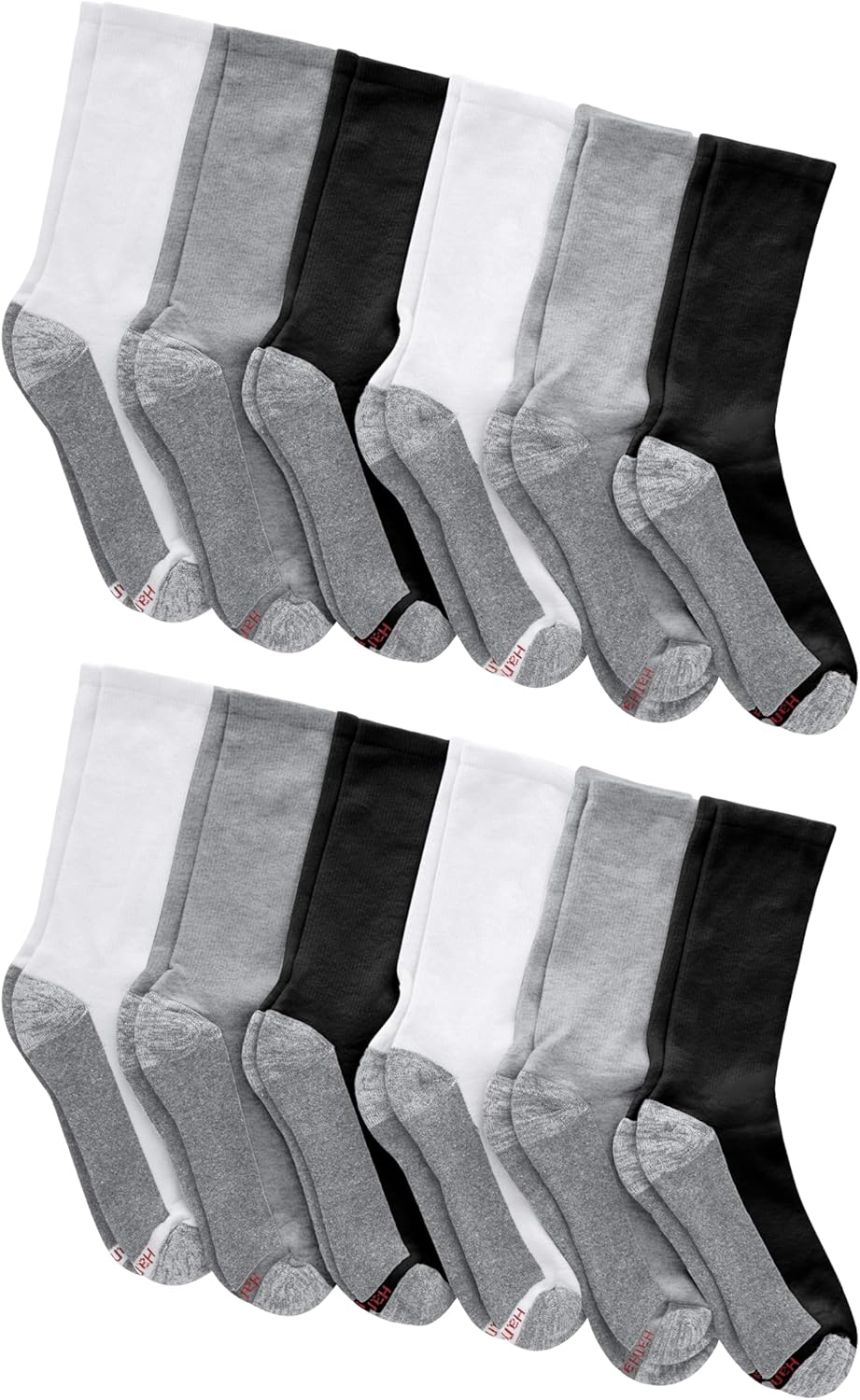 Hanes Herren Crew-Socken Max Cushioned, feuchtigkeitsableitend mit Geruchskontrolle, Multipack