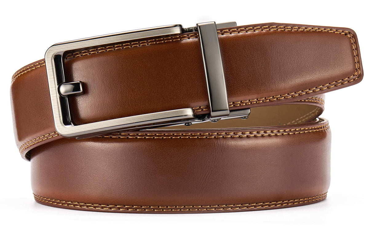 CHAOREN Men's Casual Leather Belt - Brown Belt for Jeans 1 3/8" - Ideal for Everyday Wear