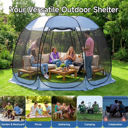 Alvantor Pop Up Screen House Tent, Instant Outdoor Gazebo with Mosquito Netting & UPF 50+ Sun Protection, Portable Canopy Shelter for Patio, Backyard, Camping (2-10 Person)