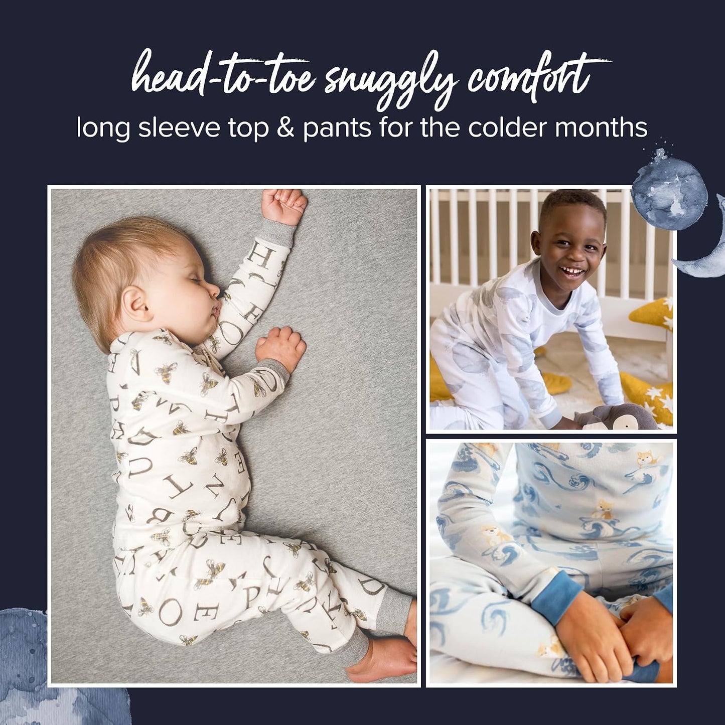 Burt's Bees Baby Organic Cotton Pajamas for Boys, 100% Cotton Pajama Set for Toddlers and Kids, Soft and Stretchable Fabric