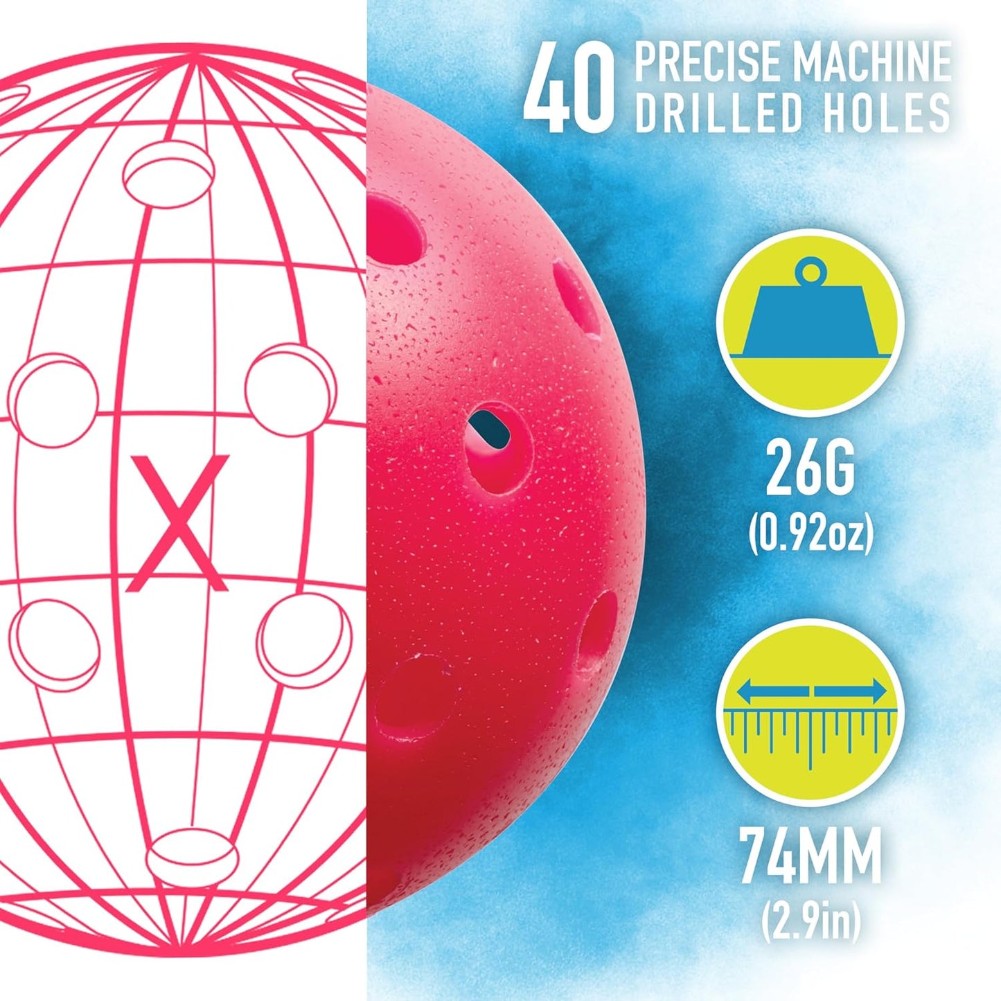 Franklin Sports Outdoor-Pickleballs – X-40 Pickleballbälle – von USA Pickleball (USAPA) zugelassen – offizieller US Open Ball – 3er-, 12er- und 100er-Bulk-Packs Pickleballs