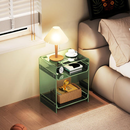 Acrylic Side Table with Storage Shelf - A Perfect Blend of Style and Functionality