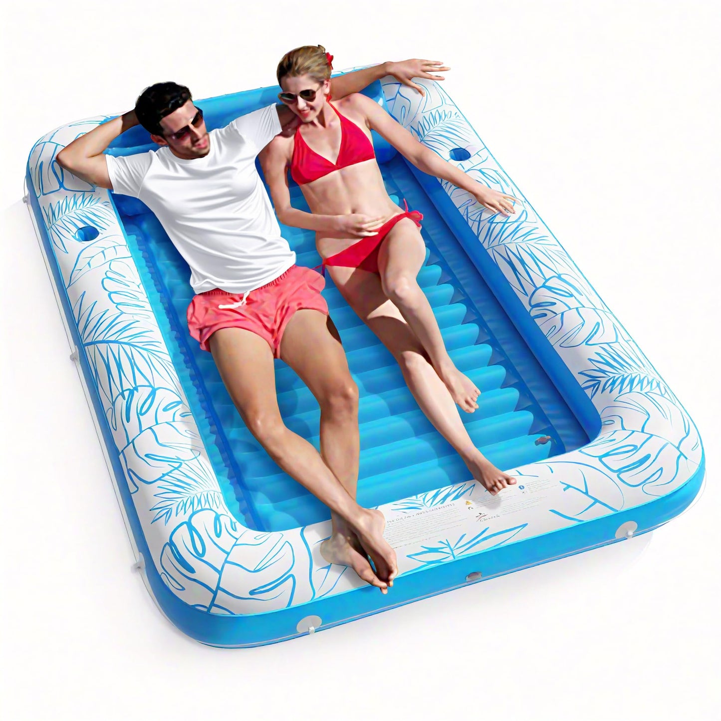 Jasonwell 4 in 1 Inflatable Tanning Pool Lounger Float - Sunbathing Lounge Floatie Raft Toys, Water Filled Tanning Bed Mat Pad Blow Up Kiddie Pool with Ball Pit for Adult, Kids (L)