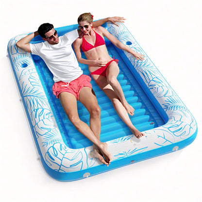 Jasonwell 4 in 1 Inflatable Tanning Pool Lounger Float - Sunbathing Lounge Floatie Raft Toys, Water Filled Tanning Bed Mat Pad Blow Up Kiddie Pool with Ball Pit for Adult, Kids (L)