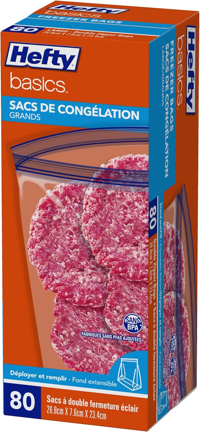 Hefty Basics Gefrierbeutel/Lebensmittelbeutel Großpackung 80 Stück