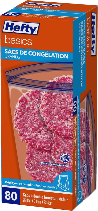 Hefty Basics Gefrierbeutel/Lebensmittelbeutel Großpackung 80 Stück