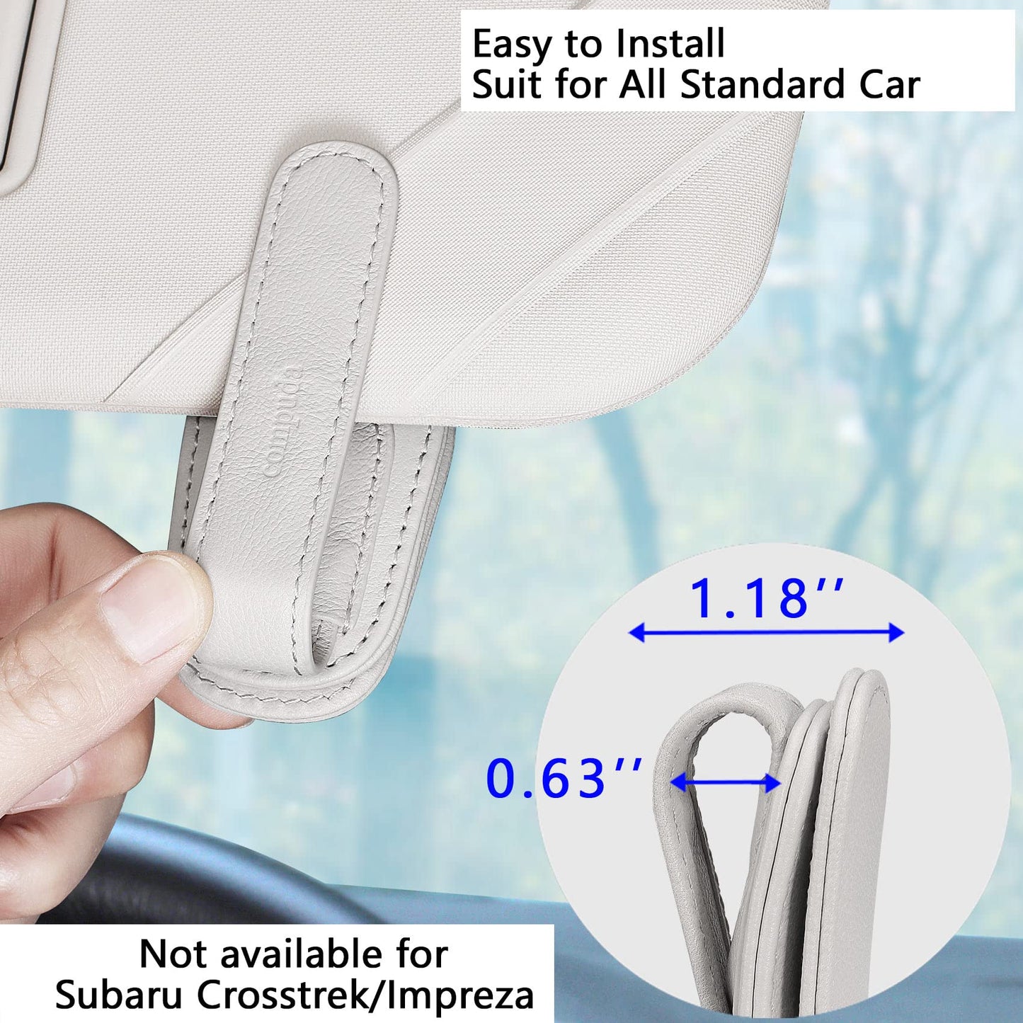 2 Packs Sunglasses Holder for Car Visor, Genuine Leather Car Sunglass Holder, Glasses Clip for Cars,Auto Interior Accessories Universal for SUV Pickup Truck (Black-(2 Pcs)