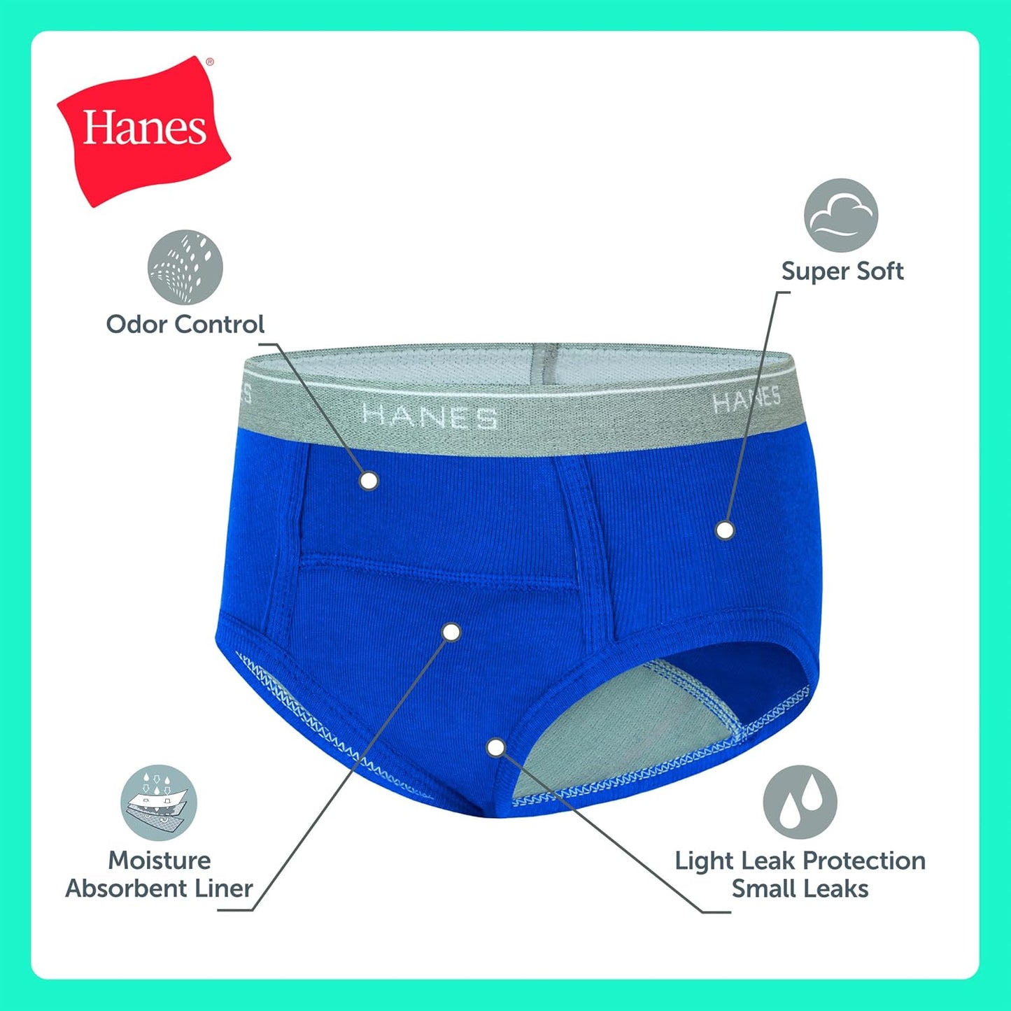 Hanes Boys' Potty Training Underwear, Light Leaks Toddler Cotton Briefs and Boxer Briefs, Multi-pack