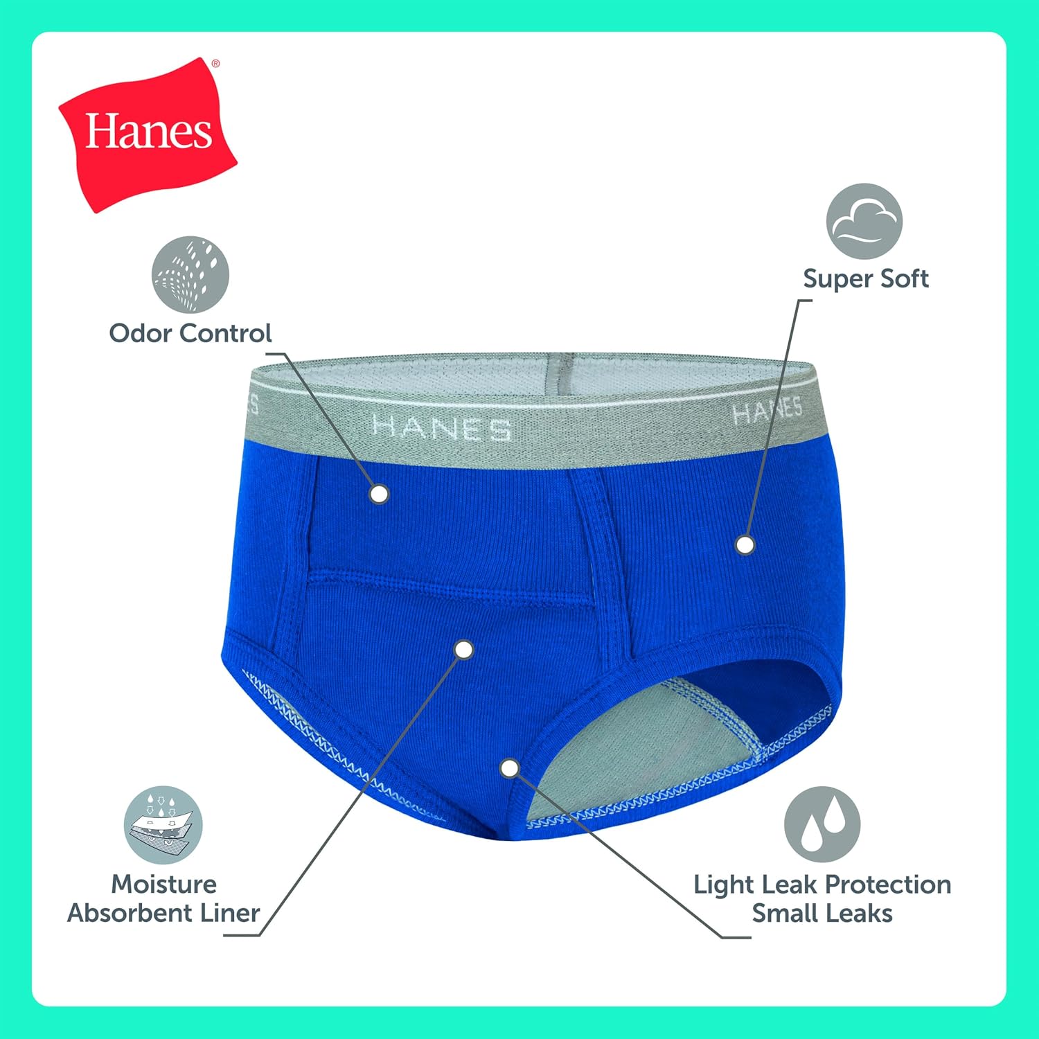 Hanes Boys' Potty Training Underwear, Light Leaks Toddler Cotton Briefs and Boxer Briefs, Multi-pack