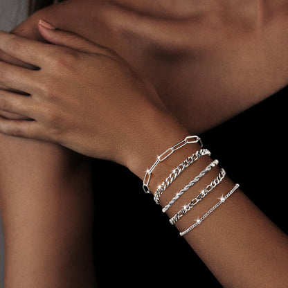 Goldarmbänder für Frauen Stapel Nicht Anlaufen, 14K Vergoldete Stapelbare Armbänder Set für Frauen Trendy, Wasserdicht Einfacher Schmuck Sets Geschenke Inklusive Perlen-/Kuban-/Büroklammer-/Fischgräten-/Seilglieder-Kette, Modeaccessoires