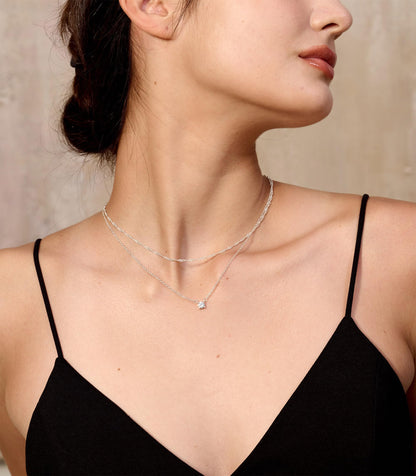 Tewiky Dainty 14k Gold Plated/Silver Cubic Zirconia Necklaces for Women, Simple CZ Jewelry Necklaces Trendy Gifts