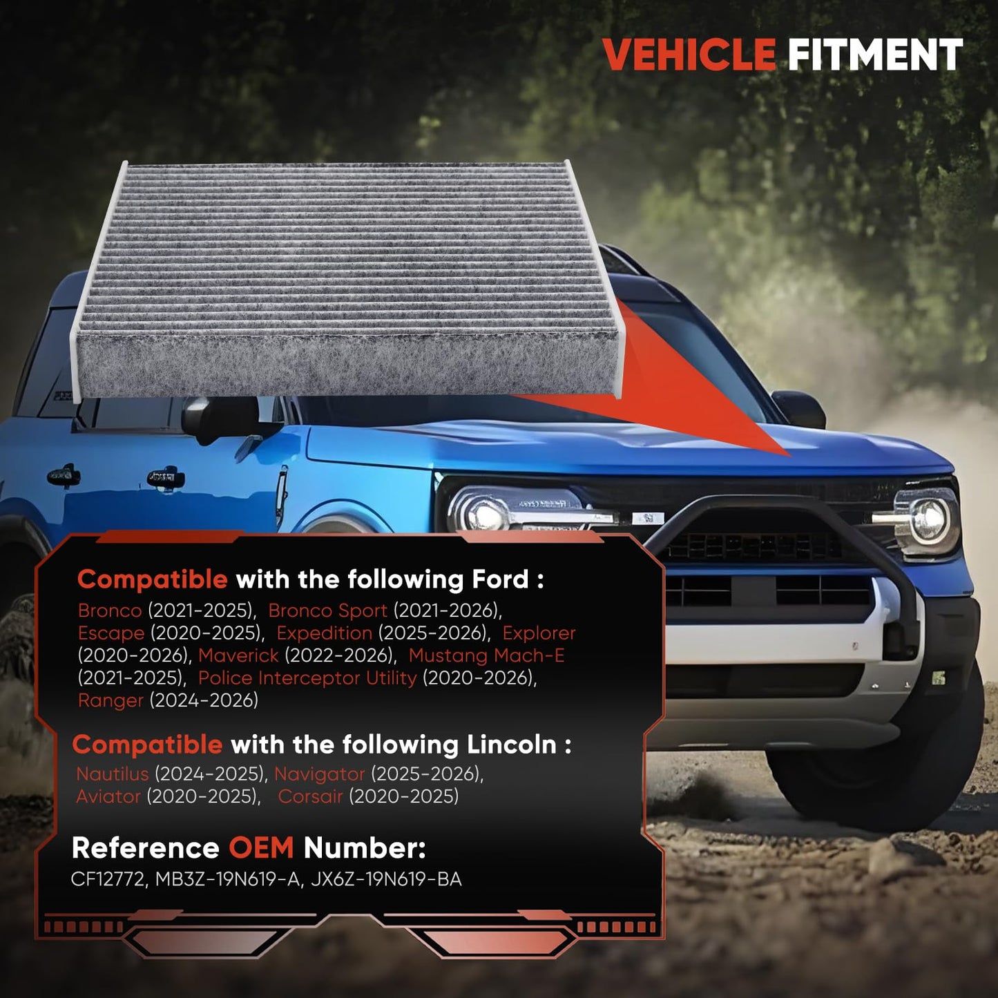 CA10262 Engine Air Filter Fit Ford Expedition/F150/F250/F350 (2007-2021) & Lincoln Navigator Replaces FA1883, 7C3Z9601A, A35642