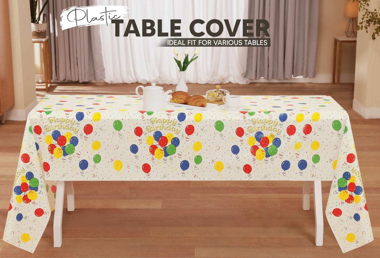 Utopia Kitchen Einweg-Tischdecke aus Kunststoff (12er Pack – 137x274 cm) Weiß Rechteckige Tischdecke Wasserdicht Schmutzabweisend Party-Tischdecke