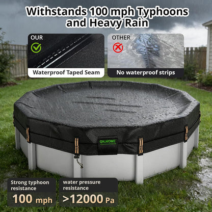 Qh.Home Winter Pool Cover for 27FT Round Steel Wall Pool