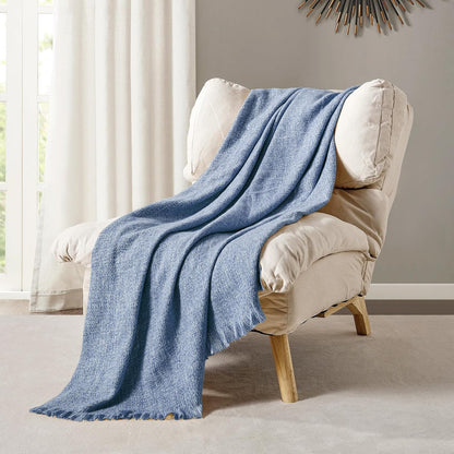 Cozy Up with the BOURINA Faux Cashmere Fringe Throw Blanket