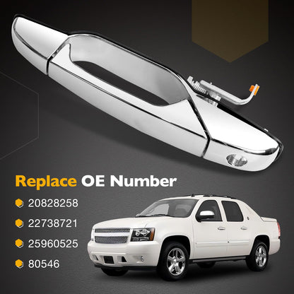 Außenliegender Chrom-Türgriff vorne links Fahrerseite | Ersatz für 2007-2013 Chevy Silverado Suburban Tahoe Avalanche GMC Sierra Yukon Cadillac Escalade | Ersetzt# 20828258, 22738721, 25960525