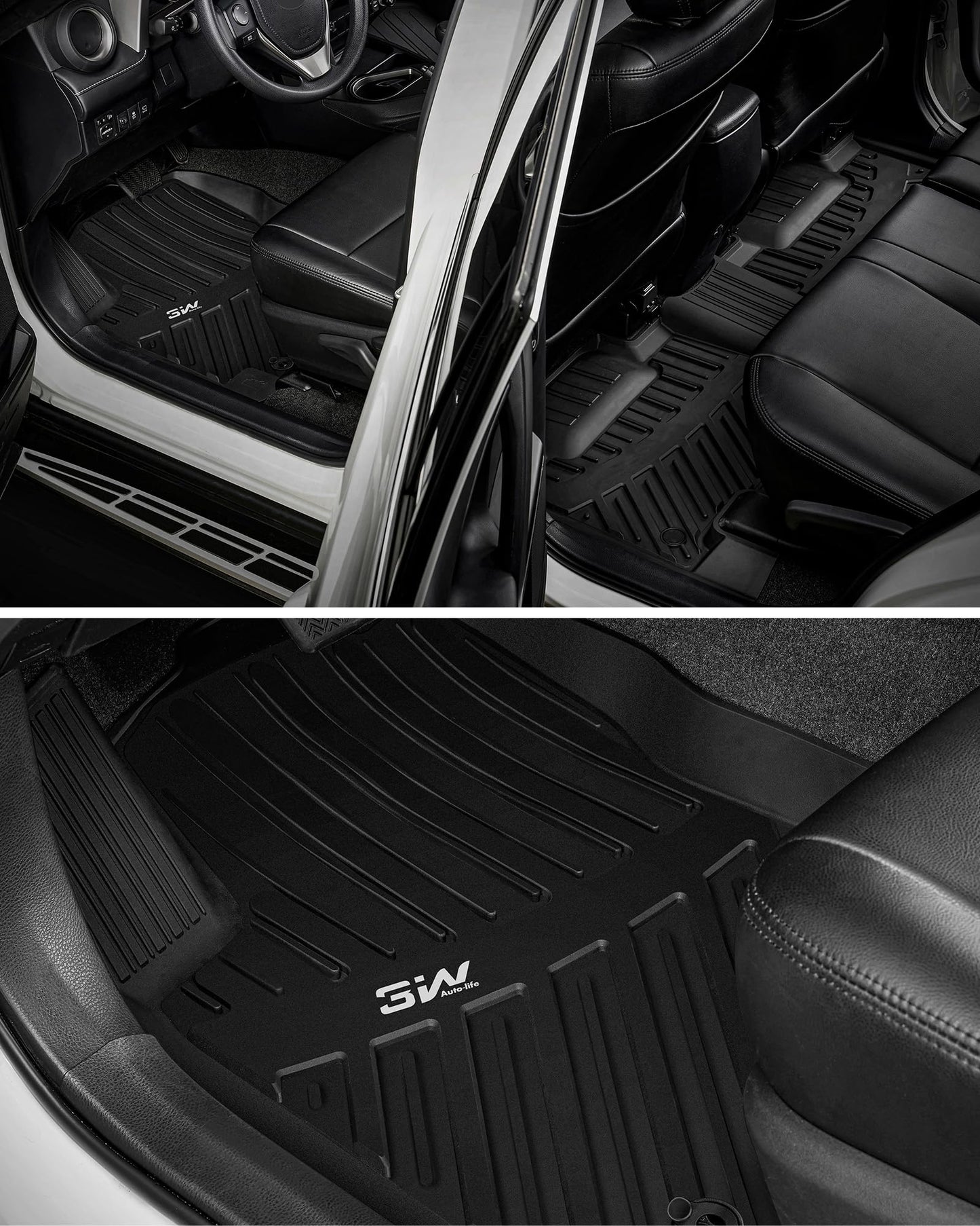 3W Floor Mats for Toyota Tacoma 2024 2025 2026 Double Cab Auto Tran(Not Fit Hybrid & XtraCab), TPE All Weather Custom Fit Floor Liner for Tacoma TRD/SR/SR5/limited Car Liners.