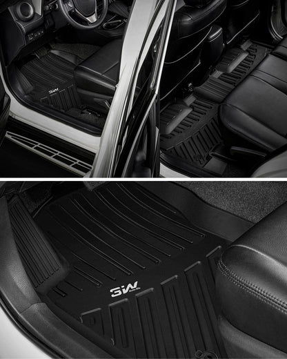 3W Floor Mats for Toyota Tacoma 2024 2025 2026 Double Cab Auto Tran(Not Fit Hybrid & XtraCab), TPE All Weather Custom Fit Floor Liner for Tacoma TRD/SR/SR5/limited Car Liners.