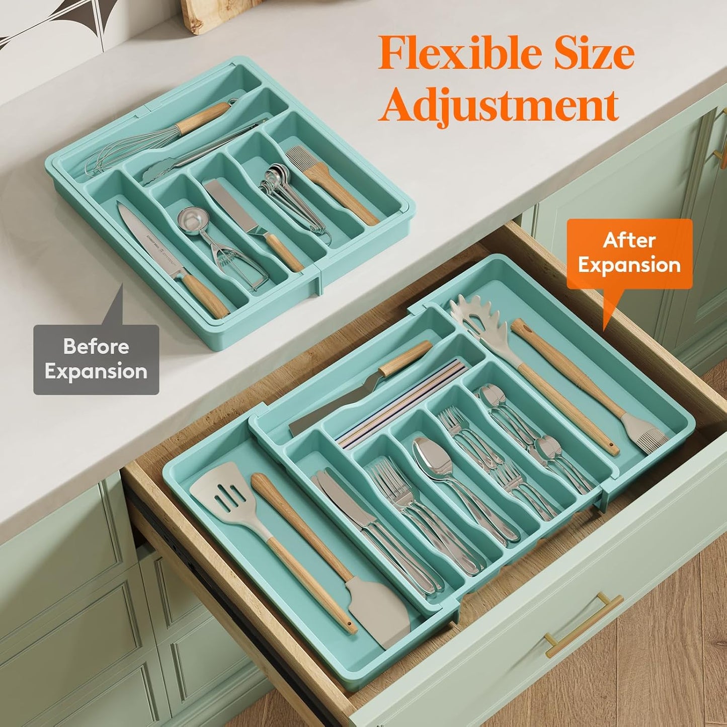 Lifewit Besteck Organizer, erweiterbarer Utensilien Organizer für die Küche, Utensilienhalter, verstellbarer Besteckkasten Schubladen Organizer für Löffel, Messer, Küchen Organizer und Aufbewahrung, Schwarz