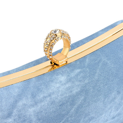 Damen Gold Glitzer Clutch Handtasche Plissierte Abendtasche für Braut Hochzeit Party mit Strassring
