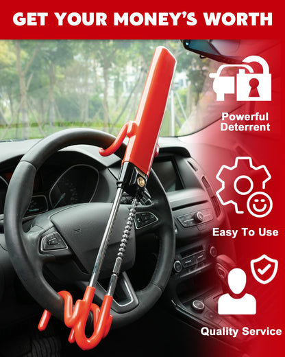 Tevlaphee Steering Wheel Lock Anti-Theft Car Device Heavy Duty Security Car Lock Antitheft Locking Devices Great Deterrent Adjustable Car Wheel Lock Anti Theft for Vehicle Truck with 3 Keys(Yellow)