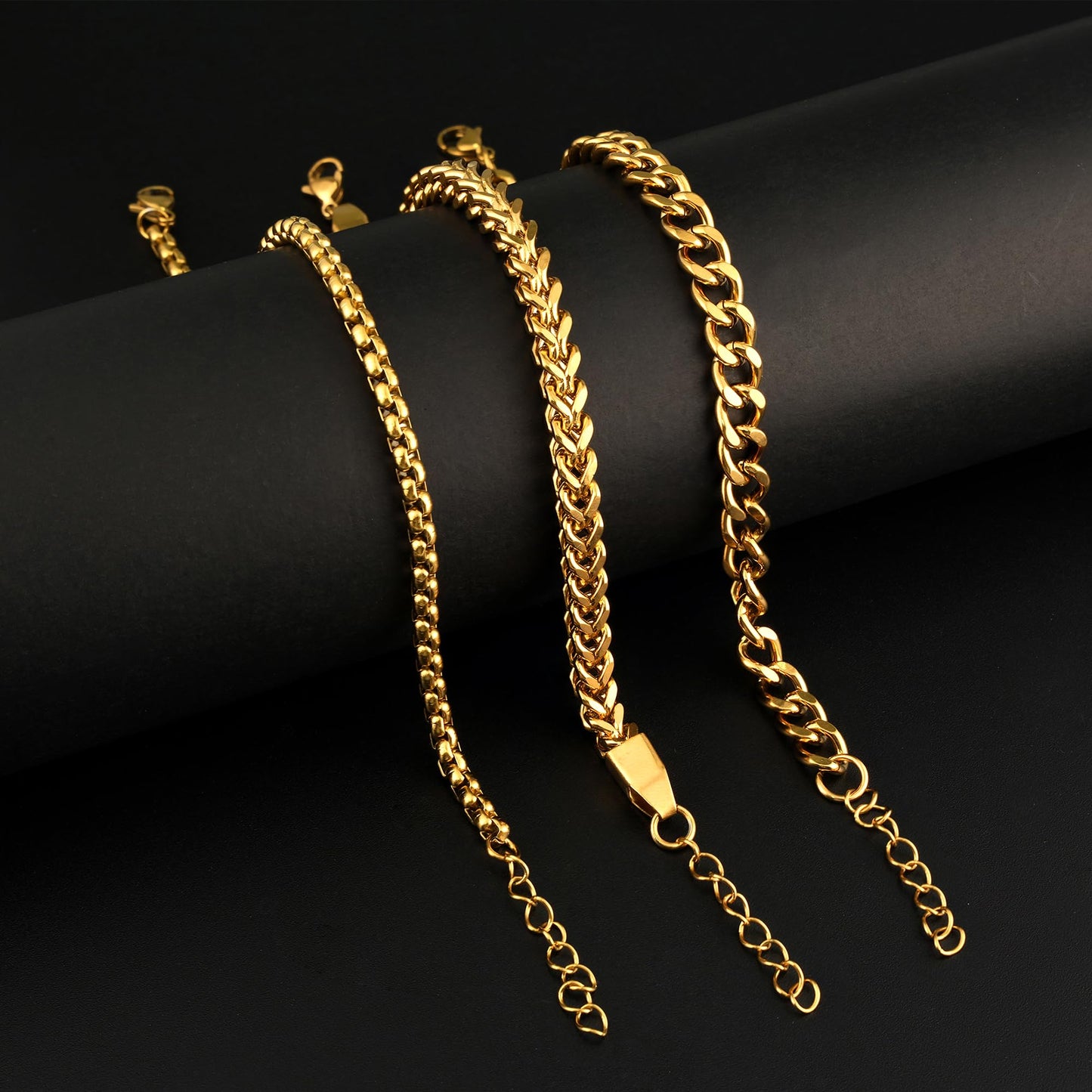 DAYANEY 3 Stücke Herrenarmband Silberarmbänder für Männer Set Wasserdicht Edelstahl Herrenschmuck, Verstellbares Cuban Gliederarmband Osterkorb Füller für Ihn, Vater oder Sohn Pulseras Para Hombre