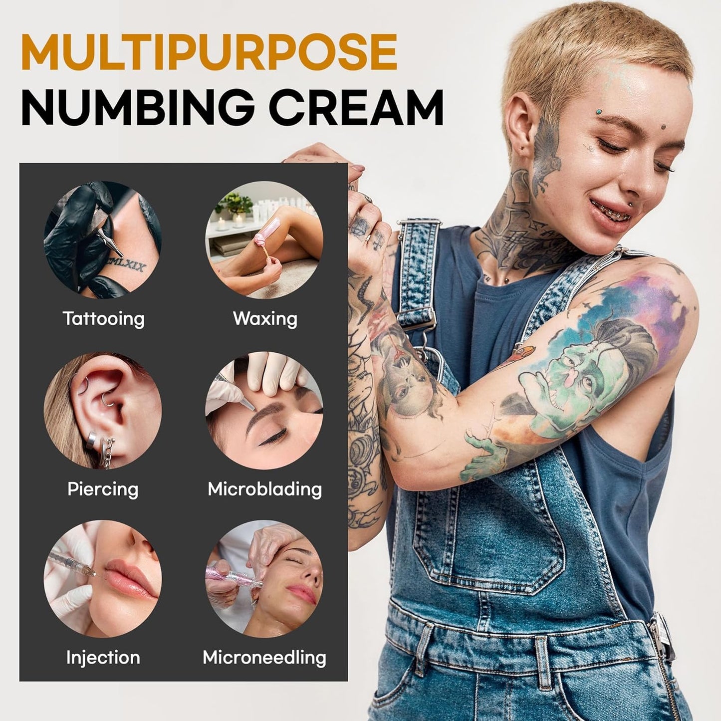 Tattoo Betäubungscreme für Tätowierungen, extra starke Betäubungscreme für Männer und Frauen, 50g/1.7oz