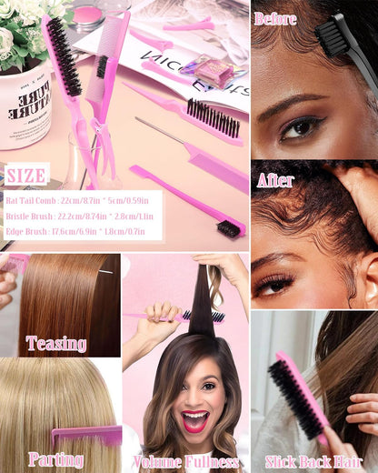 Haarbürste für Sleek-Look, Haarwachs-Stick für glatte abstehende Haare, gegen Frizz, für elegante Pferdeschwänze, Dutts – Gel, Pomade, Balsam-Stick für Frauen – Styling-Accessoires für Mädchen, Kinder