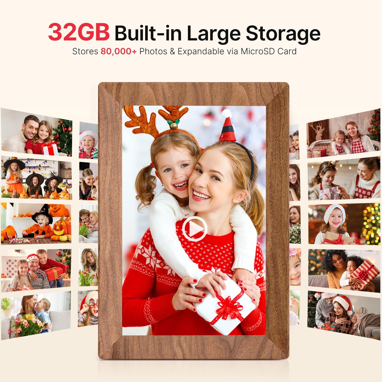 Frameo 10.1 Inch WiFi Digital Picture Frame, Smart Cloud Electronic Photo Frame with HD IPS Touch Screen Slideshow 32GB Memory Auto-Rotate Wall Mount, Share Photos/Videos from Phone - Gifts for Mom